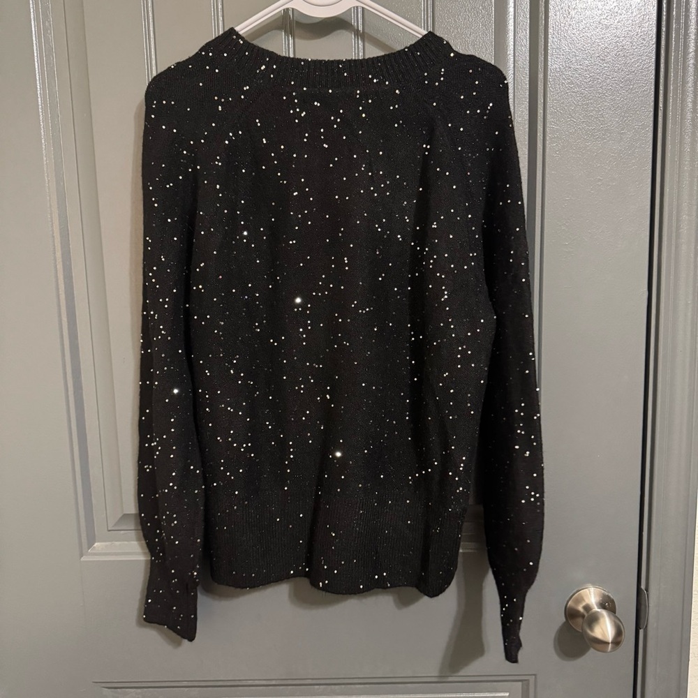 Loft Black Sequin Winter/Fall Sweater - image 4